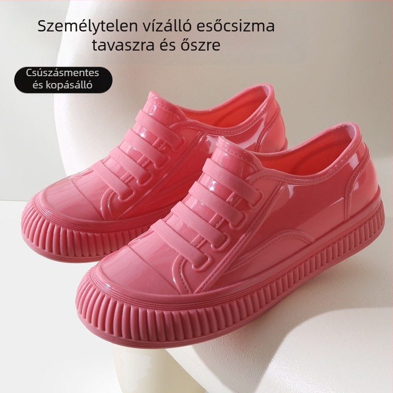 Női esőcipő - PVC felső rész, slip-on kialakítás, alacsony szár, lapos sarok, tavaszhoz ideális