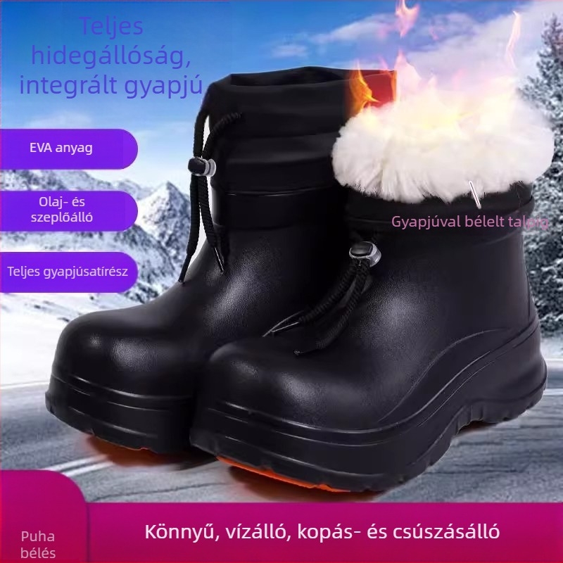 Női EVA esőcsizma középső lábszárig — vastag talp, alacsony sarkú (1–3 cm), slip-on