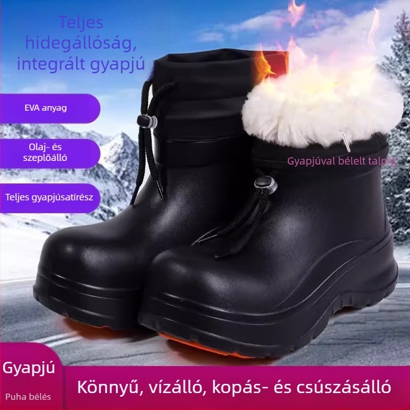 Női EVA esőcsizma középső lábszárig — vastag talp, alacsony sarkú (1–3 cm), slip-on