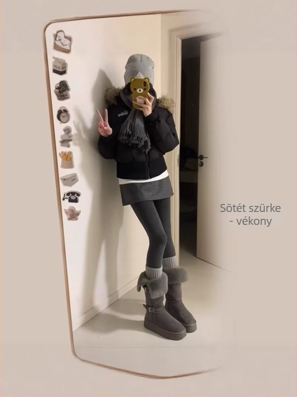 Egybeépített szoknya-nadrág készlet, téli 2024, poliészter, vastag fleece bélés, karcsúsított szabás, hosszú nadrág