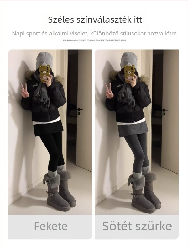 Egybeépített szoknya-nadrág készlet, téli 2024, poliészter, vastag fleece bélés, karcsúsított szabás, hosszú nadrág