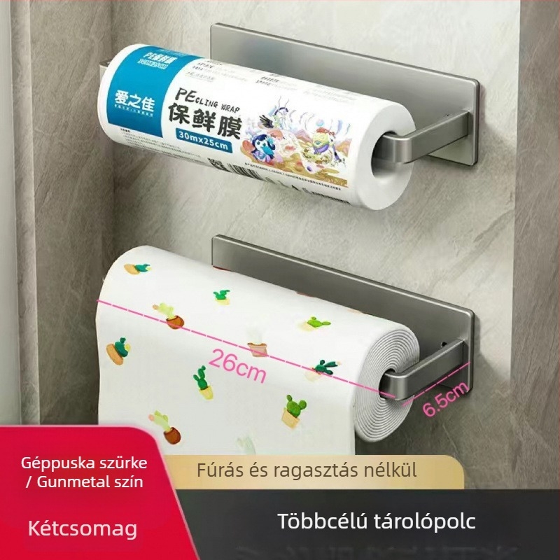 Fali konyhai papírtörlő tartó falra, fúrás nélkül, fólia tároló, modern egyszerű stílus - Anyag: Egyéb; Forma: Egyéb; Felületkezelés: 1; Stílus: Modern egyszerűség