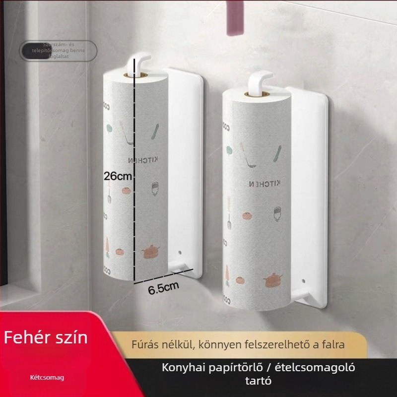 Fali konyhai papírtörlő tartó falra, fúrás nélkül, fólia tároló, modern egyszerű stílus - Anyag: Egyéb; Forma: Egyéb; Felületkezelés: 1; Stílus: Modern egyszerűség