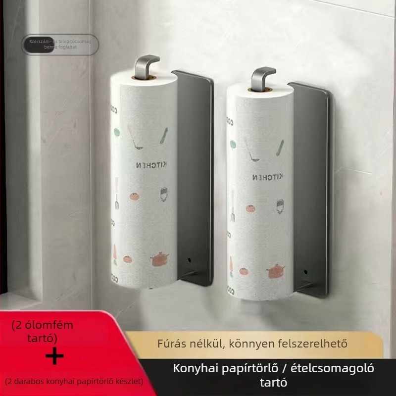 Fali konyhai papírtörlő tartó falra, fúrás nélkül, fólia tároló, modern egyszerű stílus - Anyag: Egyéb; Forma: Egyéb; Felületkezelés: 1; Stílus: Modern egyszerűség