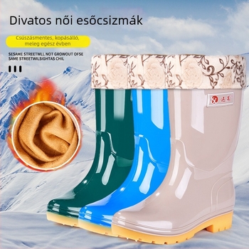 Női esőcsizmák középmagas szárú, csúszásmentes, vízálló PVC felsőrésszel, négy évszakos viselet