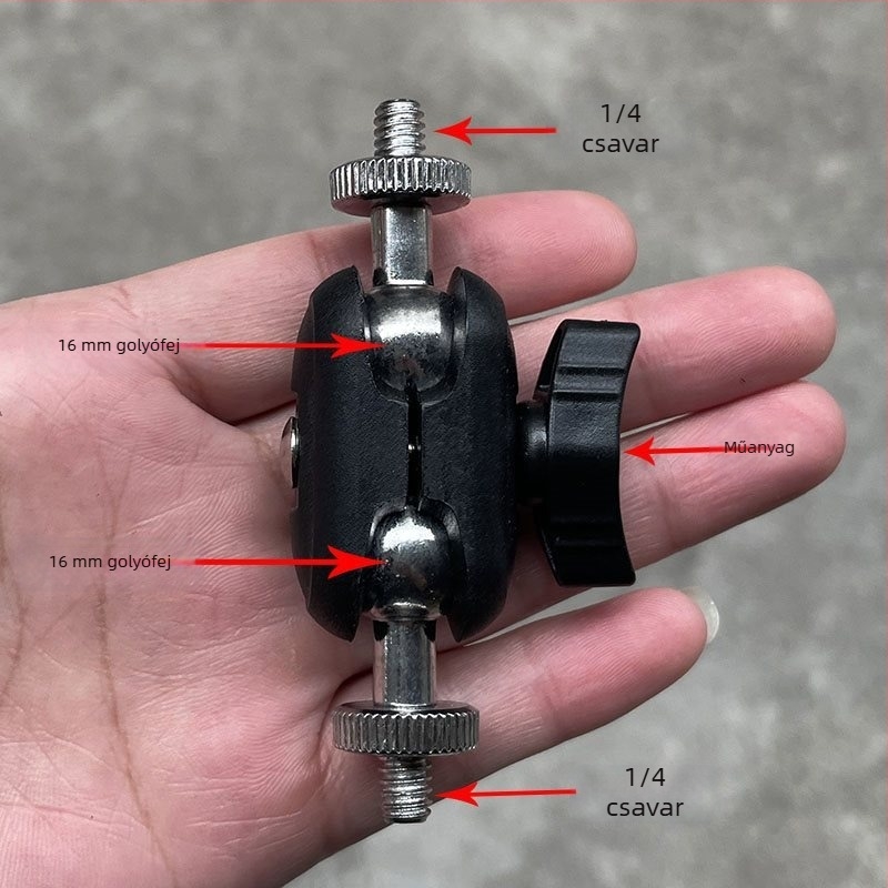 Telefontartó 17 mm-es gömbfejjel és 1/4-inch csavarra szerelhető gimbal-hez — univerzális kerék adapter