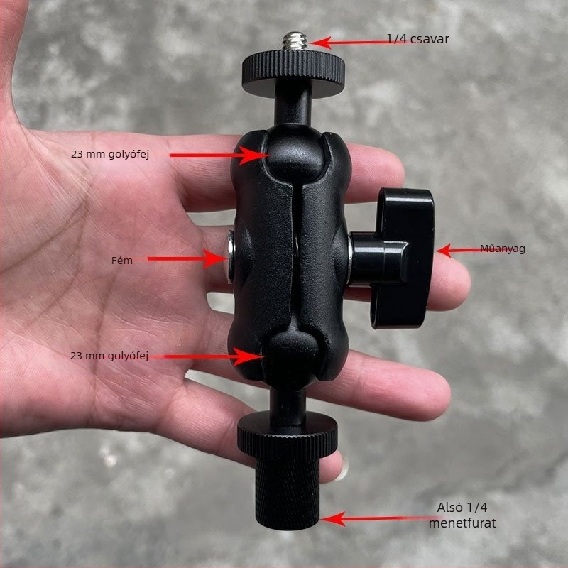 Telefontartó 17 mm-es gömbfejjel és 1/4-inch csavarra szerelhető gimbal-hez — univerzális kerék adapter