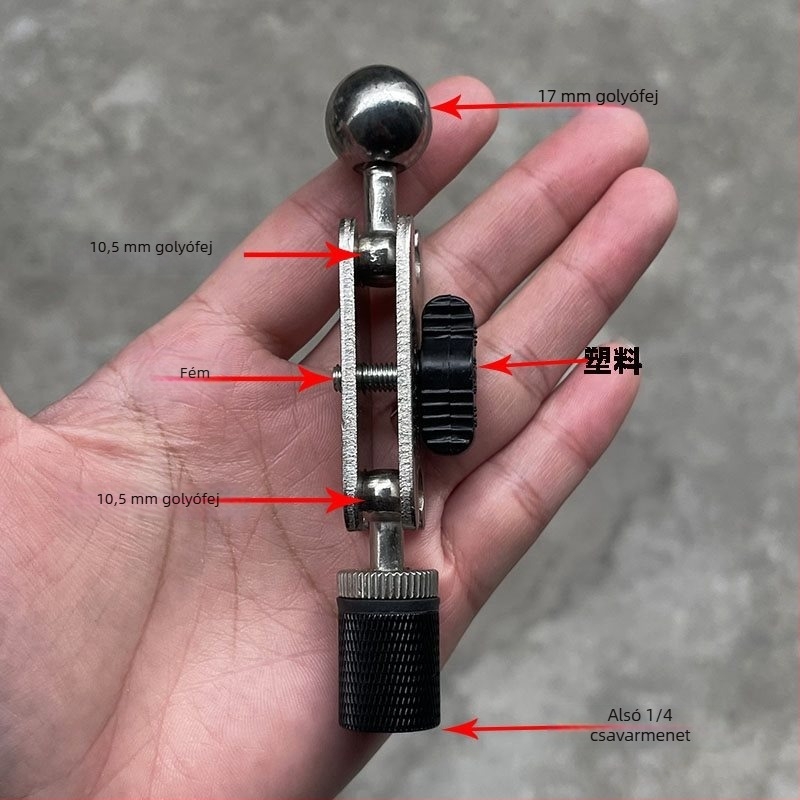 Telefontartó 17 mm-es gömbfejjel és 1/4-inch csavarra szerelhető gimbal-hez — univerzális kerék adapter