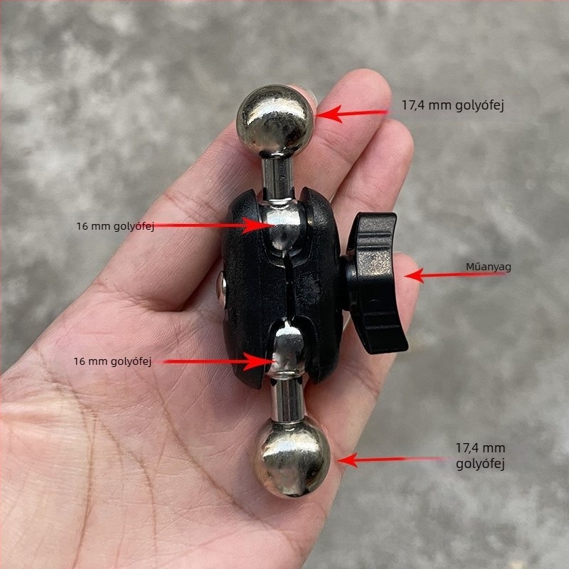 Telefontartó 17 mm-es gömbfejjel és 1/4-inch csavarra szerelhető gimbal-hez — univerzális kerék adapter