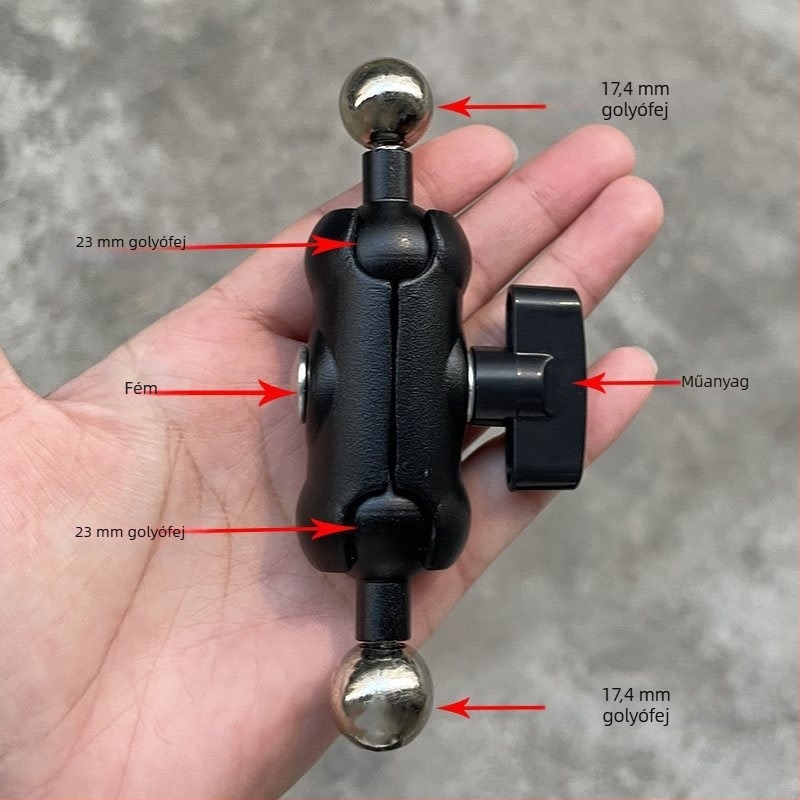 Telefontartó 17 mm-es gömbfejjel és 1/4-inch csavarra szerelhető gimbal-hez — univerzális kerék adapter
