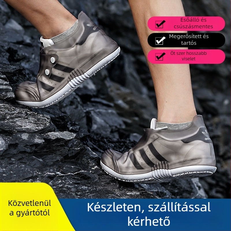 Női vízálló esőcsizma, alacsony szárú, vastag talppal, csúszásmentes, PVC felső rész, négy évszakos viselet