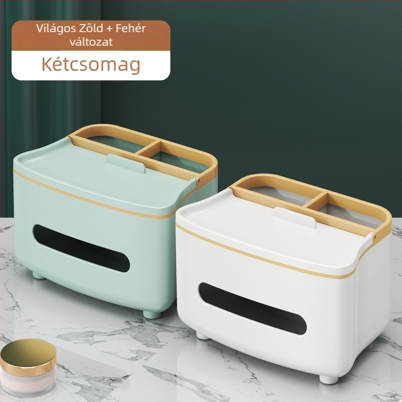 Papírtörlő doboz, PP anyag, levehető papírtörlő, Többfunkciós, autó, nappali és fürdőszoba számára, Modern minimalista asztali dekoráció