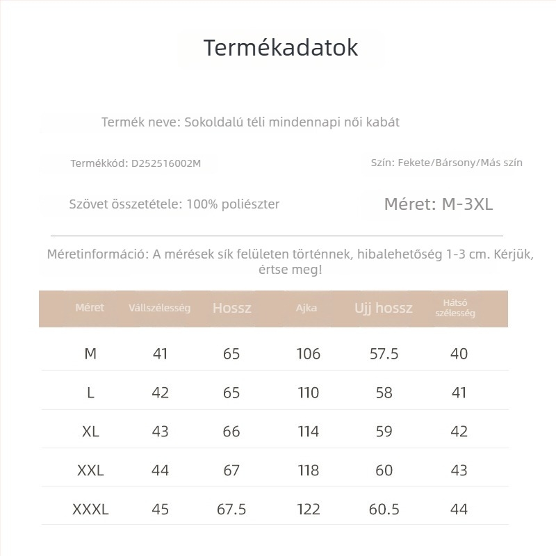 Női dzseki poliészterből, vastag, hosszú ujjú, Téli 2025