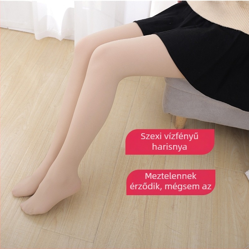 Őszi–téli vízfényű harisnyák, természetes hatású lábak, magas derekú formázás