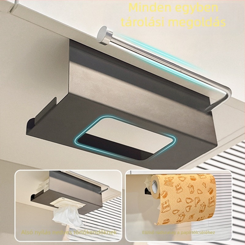 Lemon book Rozsdamentes acél falra szerelhető konyhai papírtartó, négyszögletes forma, modern stílus
