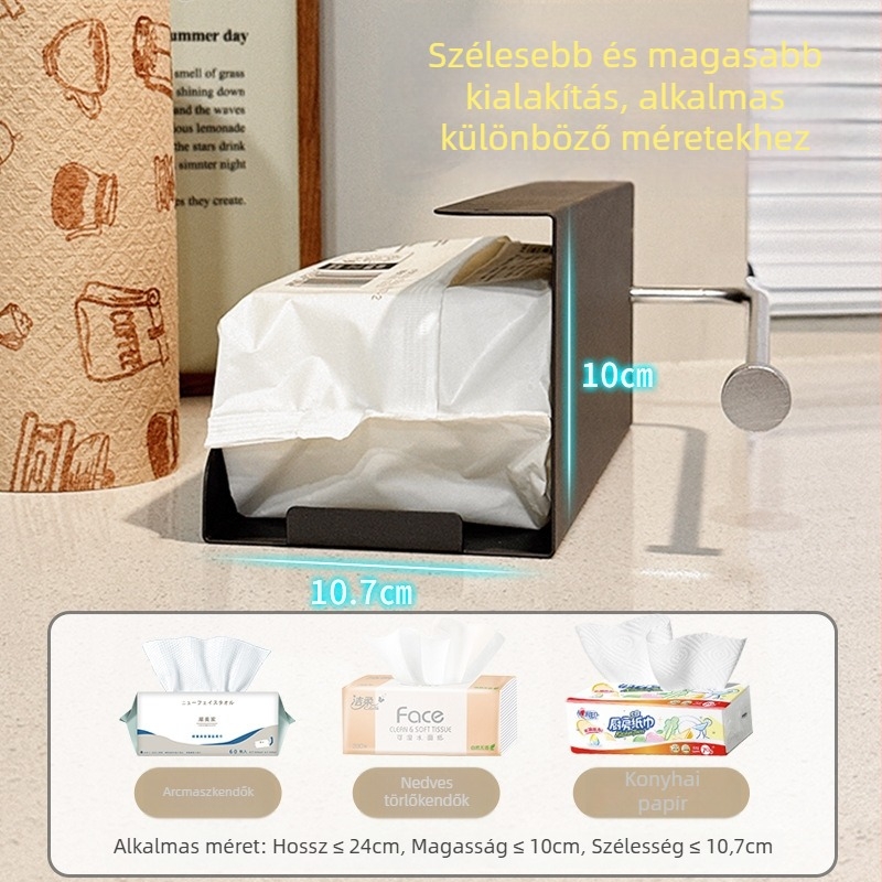 Lemon book Rozsdamentes acél falra szerelhető konyhai papírtartó, négyszögletes forma, modern stílus