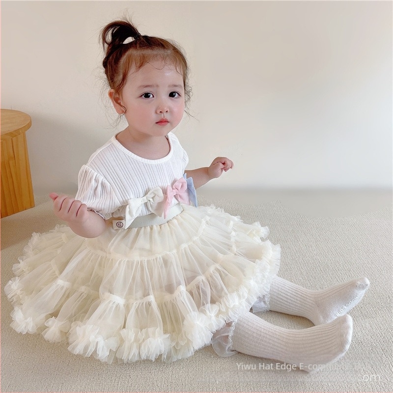 Hercegnő-stílusú gyerek szoknya géz anyagból, akril rostokból és pamut tartalommal