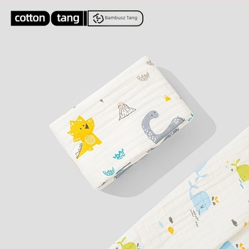 Baba géz fürdőlepedő készlet – 6 réteg, 100% pamut, 300–400 g, rajzfilm minta, Mu Mu Xiong