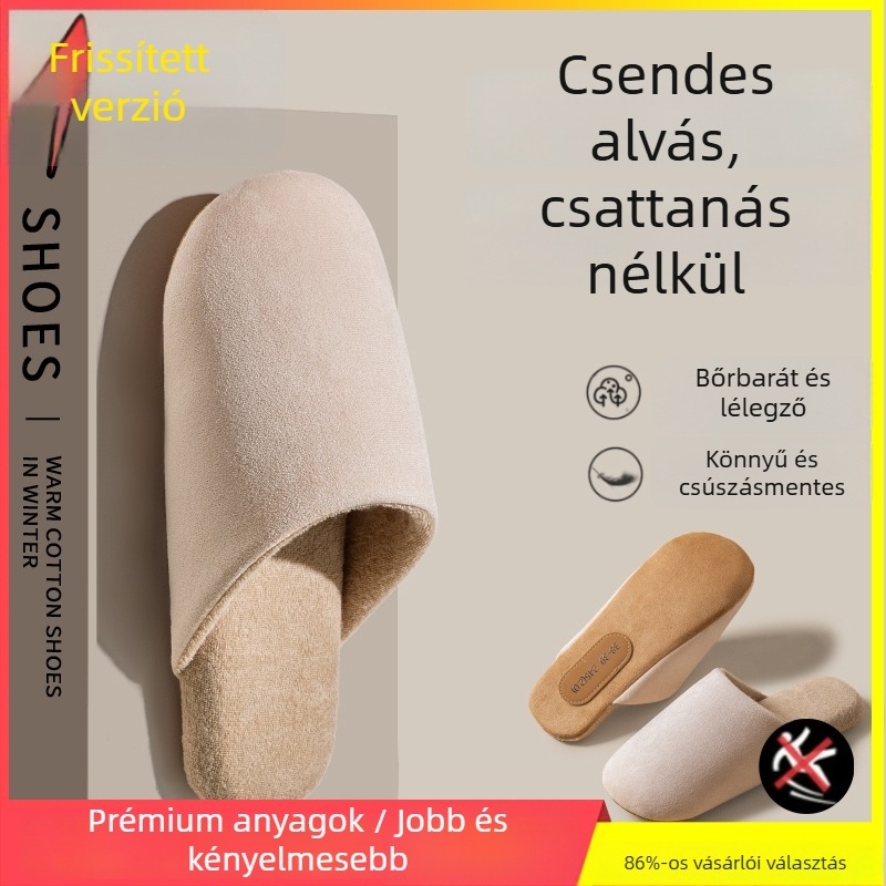 Beltéri férfi papucs nubuk felsővel, csúszásmentes talppal, slip-on, téli modell 2025.