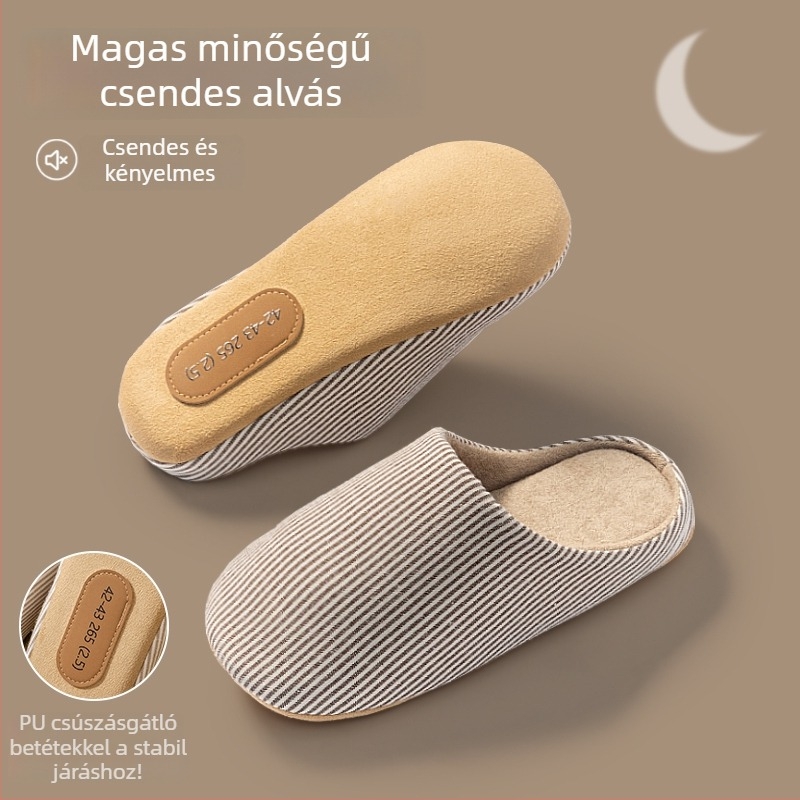 Beltéri férfi papucs nubuk felsővel, csúszásmentes talppal, slip-on, téli modell 2025.