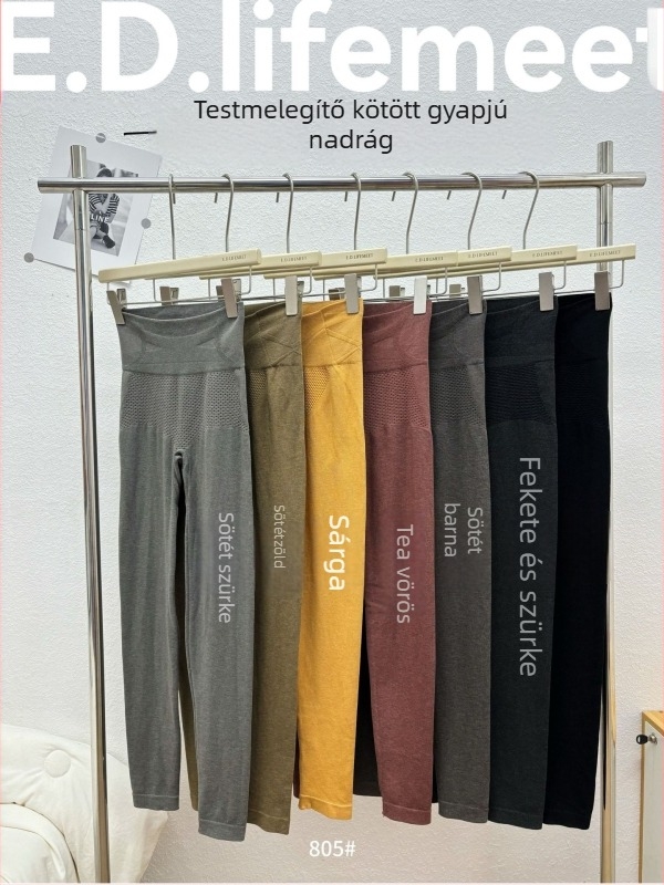 Női gyapjúkeverék leggings, magas rugalmasság, melegen tartó hatás, alap stílus, szűk fazon, tél 2025