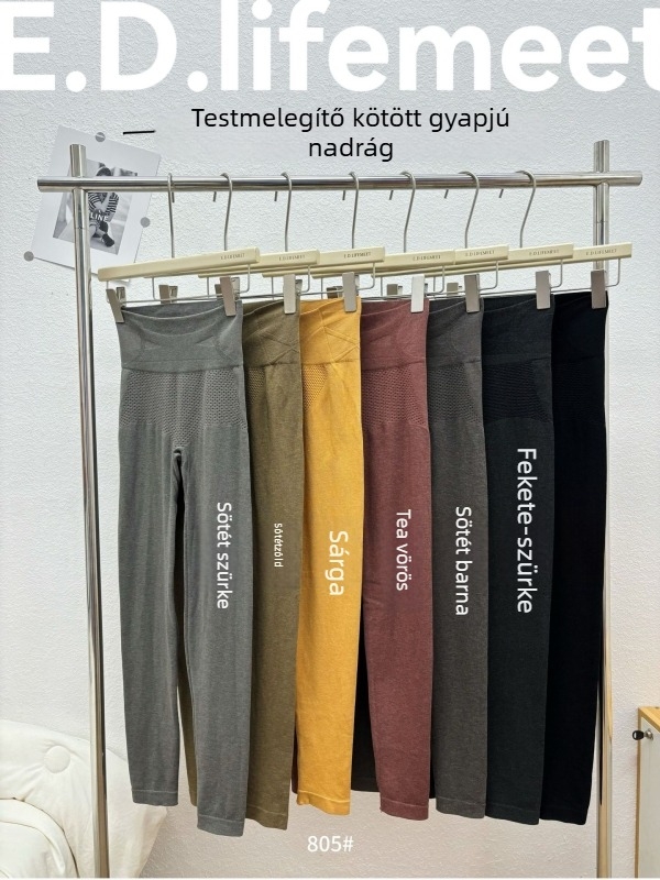 Női gyapjúkeverék leggings, magas rugalmasság, melegen tartó hatás, alap stílus, szűk fazon, tél 2025