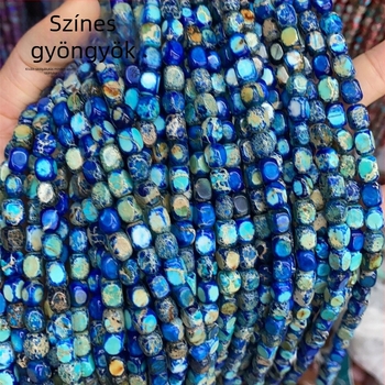 Türkiz gyöngyök a gyöngyfűzéshez – Yiwu eredetű, fényesített, visszafordulási minta