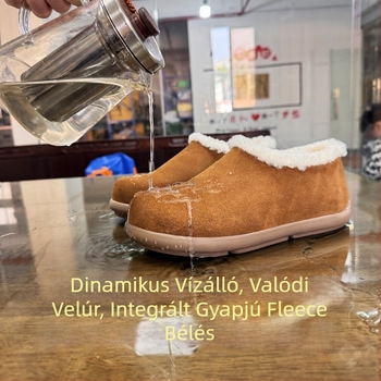 Női valódi bőrből készült vízálló papucs Birkenstock-stílusú vastag talppal, zárt orral, gyapjúval bélelt, téli viselet