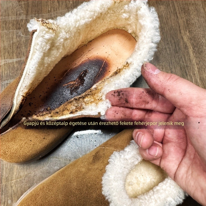 Női valódi bőrből készült vízálló papucs Birkenstock-stílusú vastag talppal, zárt orral, gyapjúval bélelt, téli viselet