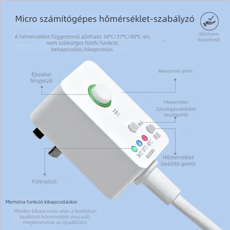Intelligens fűtésű WC-ülőke azonnali fűtéssel és ülőgyűrű-fűtéssel, PP lemez, lyukak közötti távolság 14, könnyen telepíthető, univerzális kialakítás.