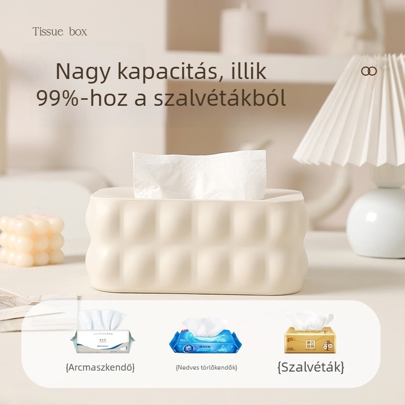 Műanyag papírzsebkendő doboz – modern, minimalist design, asztalra helyezhető, multifunkcionális, nappali és fürdőszoba számára