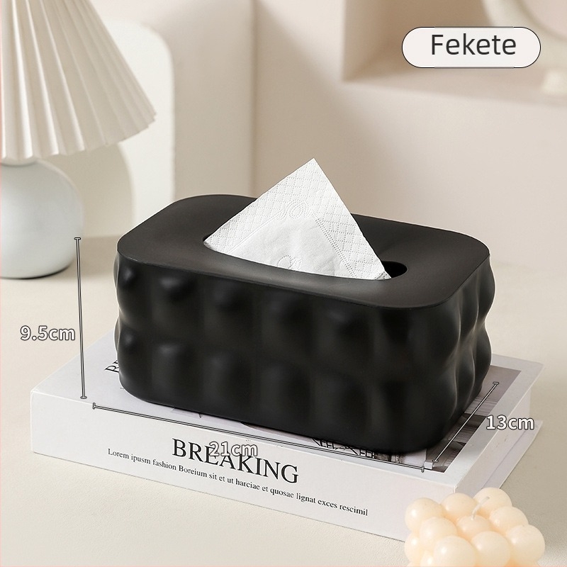 Műanyag papírzsebkendő doboz – modern, minimalist design, asztalra helyezhető, multifunkcionális, nappali és fürdőszoba számára