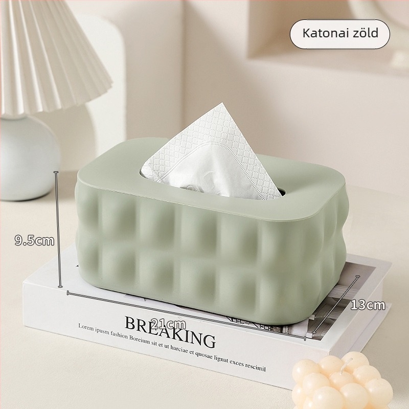 Műanyag papírzsebkendő doboz – modern, minimalist design, asztalra helyezhető, multifunkcionális, nappali és fürdőszoba számára