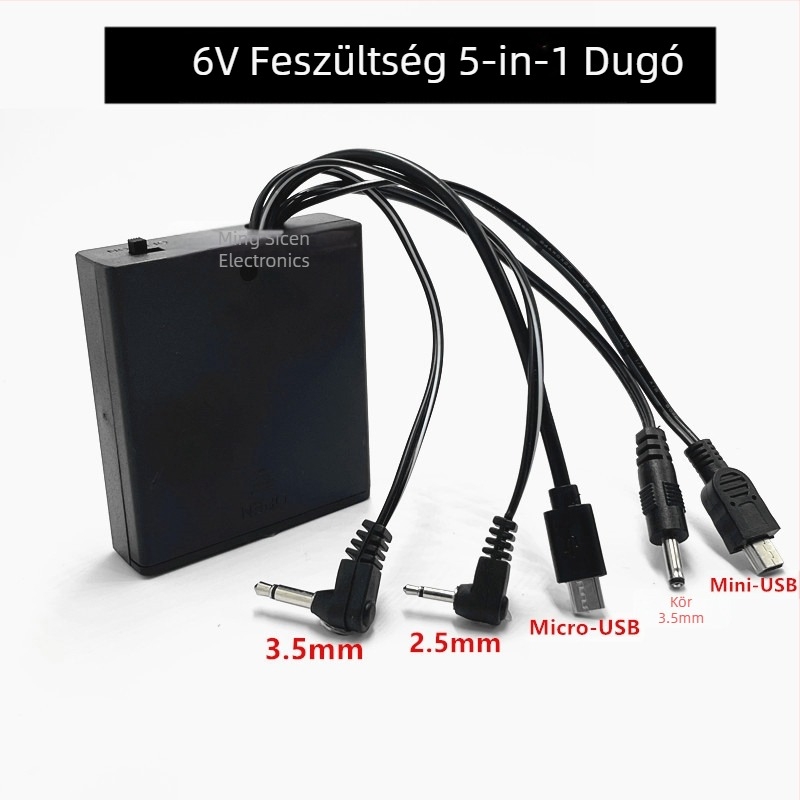 6V-os digitális zárhoz külső akkumulátortartóval ellátott vészenergia-ellátás, 3,5 mm-es csatlakozókkal, lehetőségek: egyfejű, kétfejű, 5-in-1