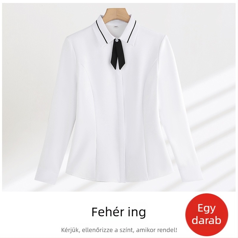 Ing - karcsú szabású, poliészter-spandex keverék, hosszú ujjú, négyszögletes gallér, egy sor gombolás
