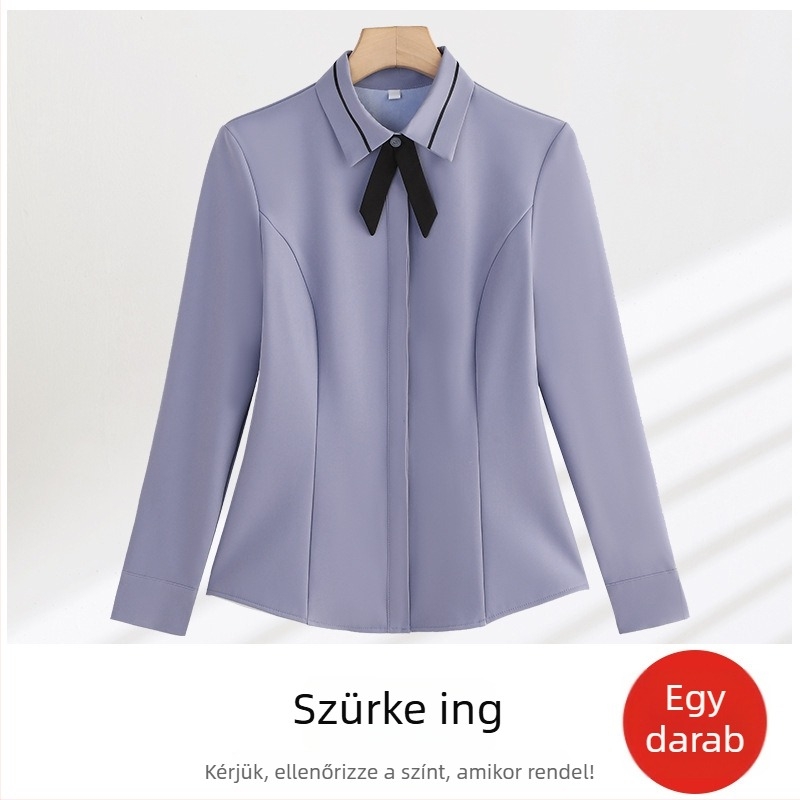 Ing - karcsú szabású, poliészter-spandex keverék, hosszú ujjú, négyszögletes gallér, egy sor gombolás