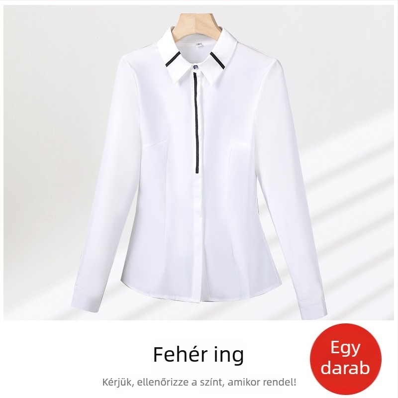 Ing - karcsú szabású, poliészter-spandex keverék, hosszú ujjú, négyszögletes gallér, egy sor gombolás