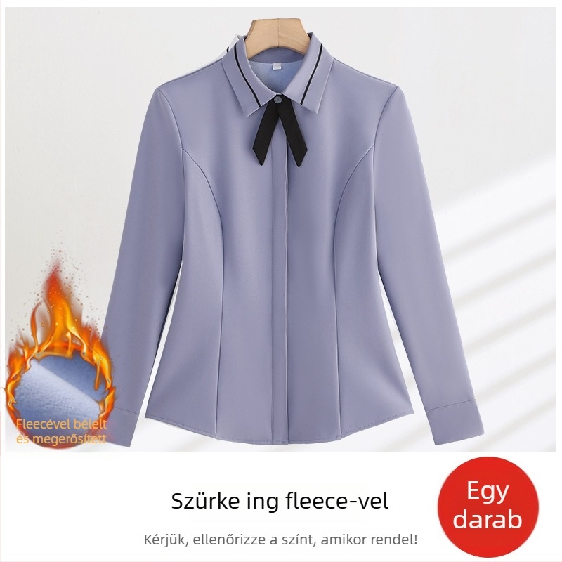 Ing - karcsú szabású, poliészter-spandex keverék, hosszú ujjú, négyszögletes gallér, egy sor gombolás