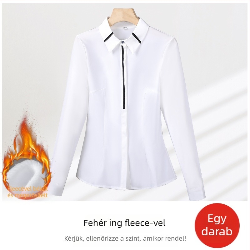 Ing - karcsú szabású, poliészter-spandex keverék, hosszú ujjú, négyszögletes gallér, egy sor gombolás