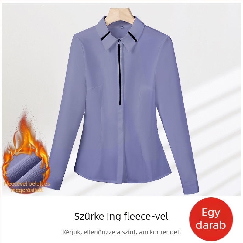 Ing - karcsú szabású, poliészter-spandex keverék, hosszú ujjú, négyszögletes gallér, egy sor gombolás