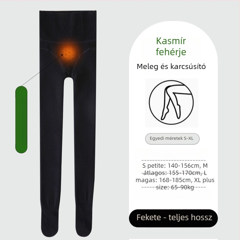 Magas derekú fleece bevonat leggings nőknek, hosszított fazon, nem csúszik le, halcsont mintázat, őszi-téli, kávé színű