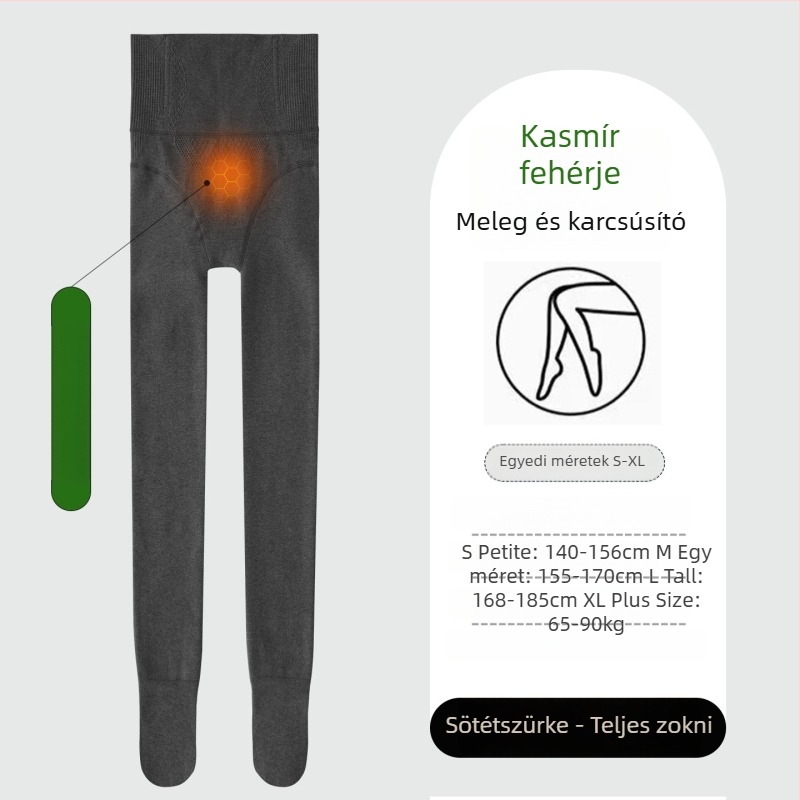 Magas derekú fleece bevonat leggings nőknek, hosszított fazon, nem csúszik le, halcsont mintázat, őszi-téli, kávé színű