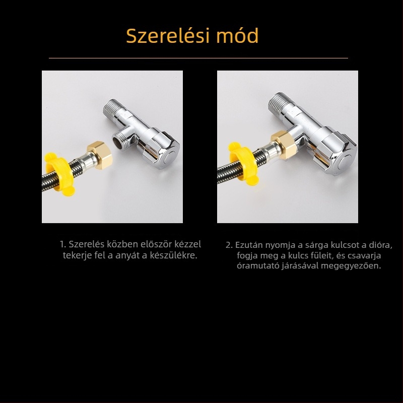 Rozsdamentes acélból készült, többszövésű vízbevezető tömlő, menetes csatlakozással — 0–90°C, 1.0 MPa, alkalmas WC-hez és vízmelegítőhöz