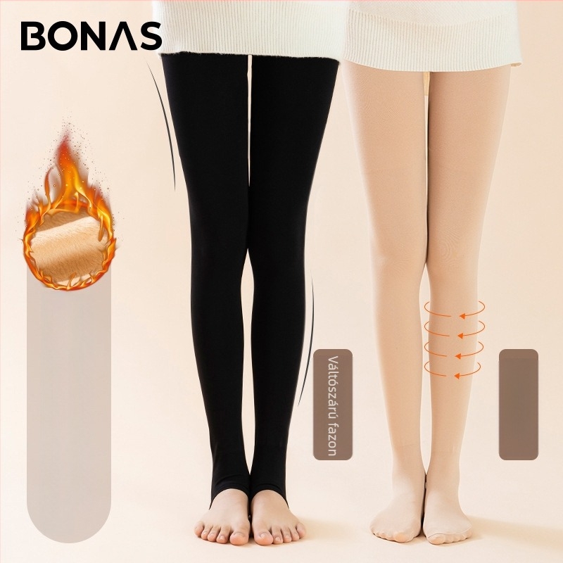 Bonas fleece bevonat harisnyanadrág, nude színben, 1800D nejlon, meleg őszre és télre