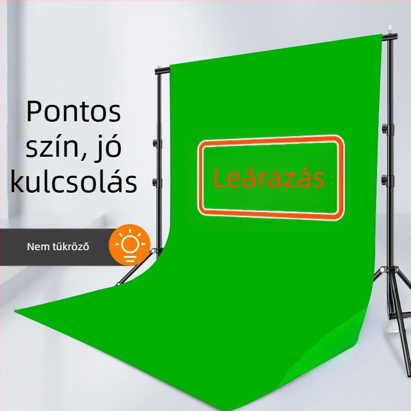 Vastag professzionális zöld képernyő háttér állvánnyal, élő közvetítéshez