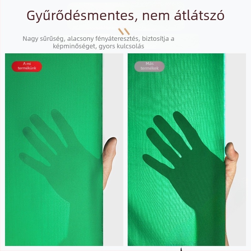Vastag professzionális zöld képernyő háttér állvánnyal, élő közvetítéshez
