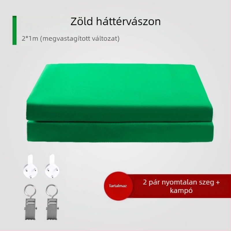 Vastag professzionális zöld képernyő háttér állvánnyal, élő közvetítéshez