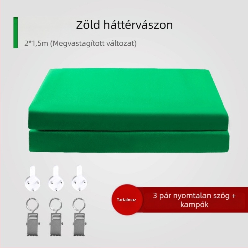 Vastag professzionális zöld képernyő háttér állvánnyal, élő közvetítéshez