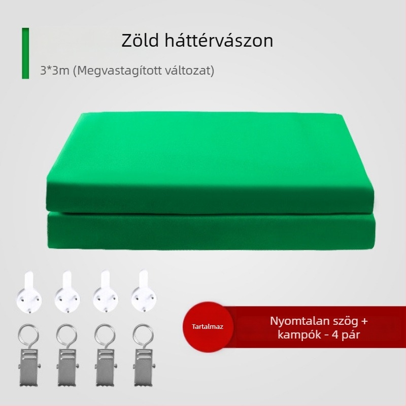 Vastag professzionális zöld képernyő háttér állvánnyal, élő közvetítéshez