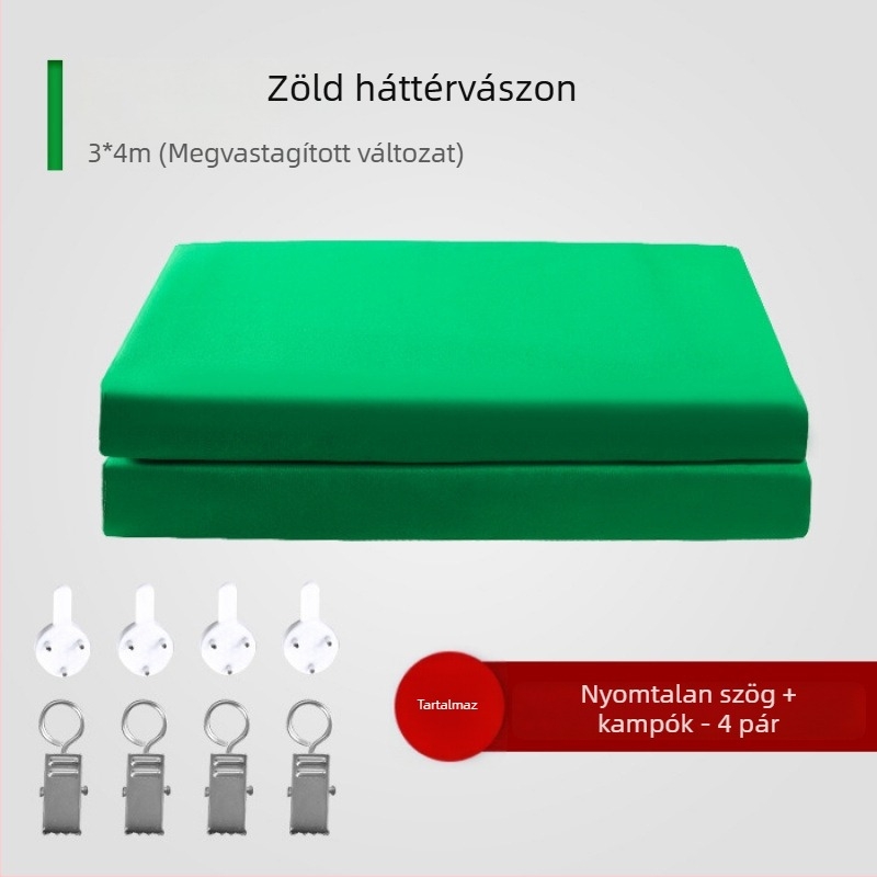Vastag professzionális zöld képernyő háttér állvánnyal, élő közvetítéshez